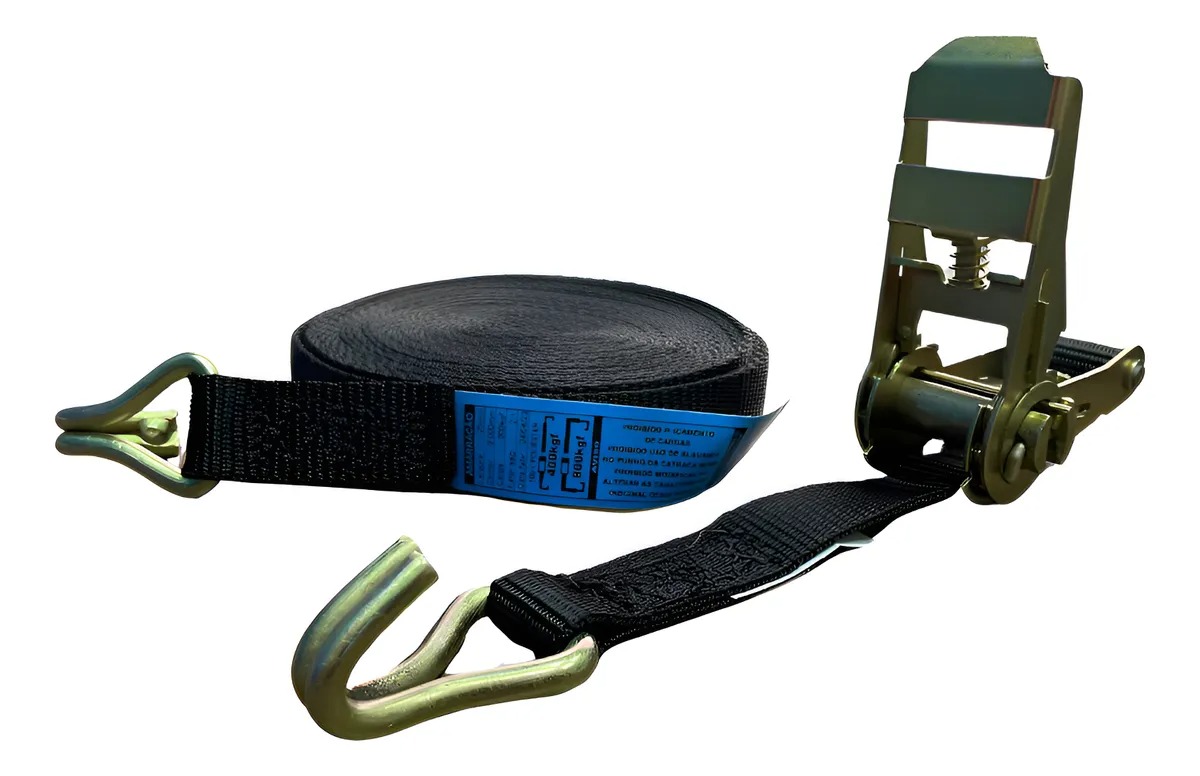 Kit Cinta Catraca De Amarração Carga 800kg 9mt Cor Preto Preto