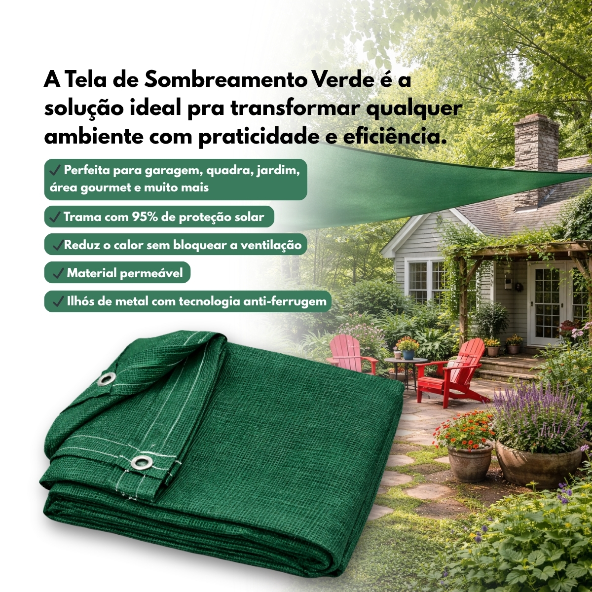 Tela Toldo Sombrite 95% Sombra Garagem Piscina Jardim 4x2m - Imagem 7