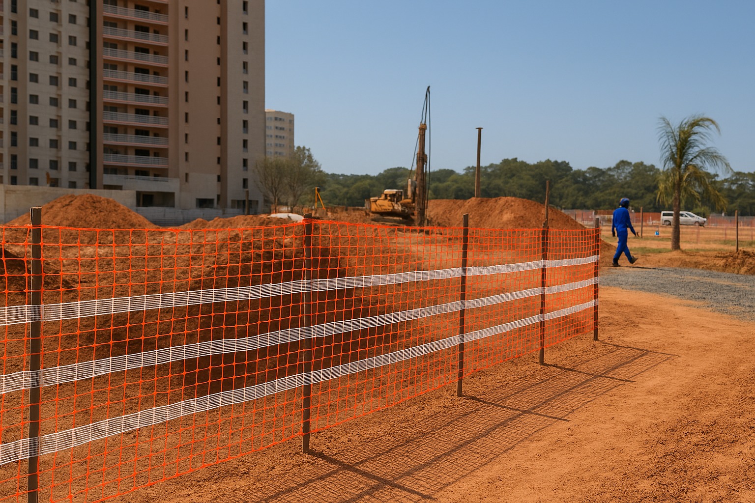 Tela Sinalização Tapume Laranja E Branco 1,20x50m Obras - Imagem 3