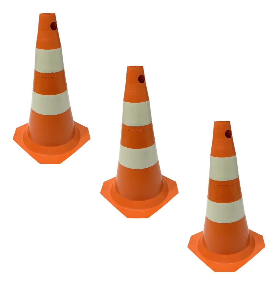 Cone 50cm Sinalização Pvc Rígido Laranja E Branco Trânsito - Imagem 3