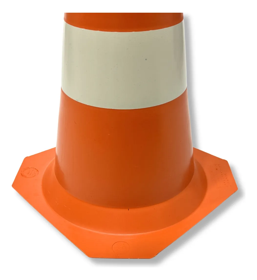 5 Cones 50cm Sinalização Baliza Pvc Rígido Laranja E Branco - Imagem 2