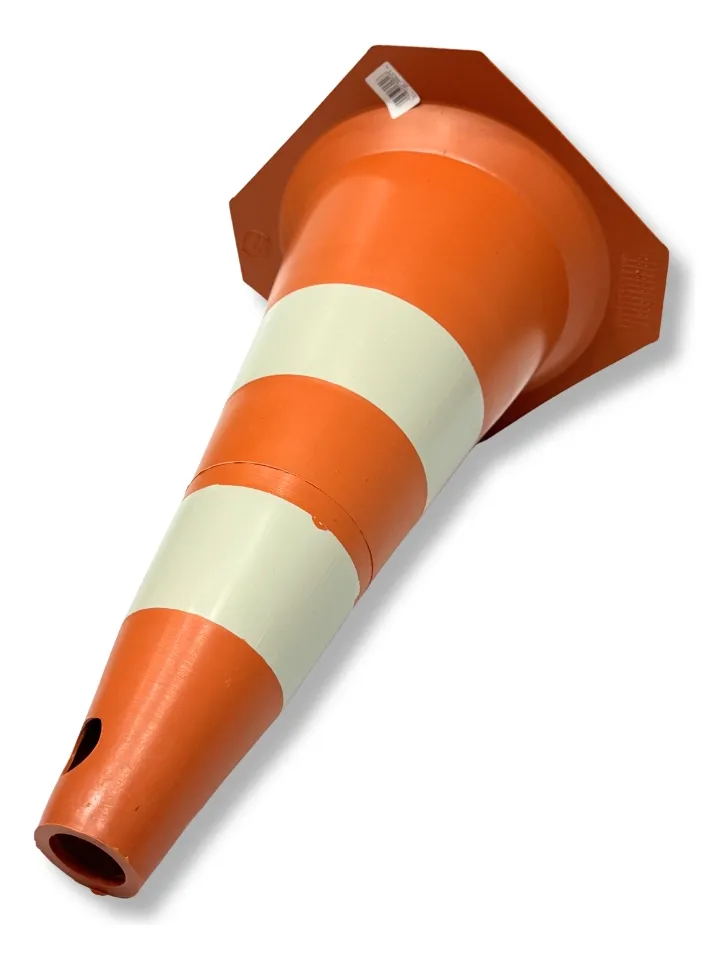 5 Cones 50cm Sinalização Baliza Pvc Rígido Laranja E Branco - Imagem 3