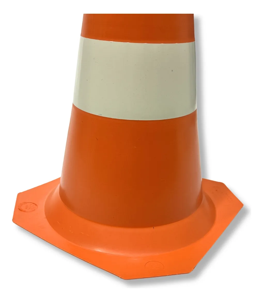 Cone 50cm Sinalização Pvc Rígido Laranja E Branco Trânsito - Imagem 5