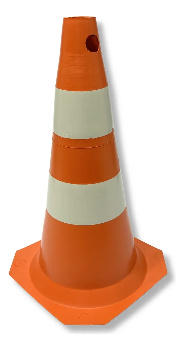 5 Cones 50cm Sinalização Baliza Pvc Rígido Laranja E Branco - Imagem 4