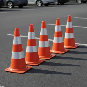 Kit 5 Cone 50cm Refletivo Pvc Sinalização Estacionamento
